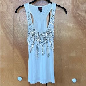 Sequined Cream Tank Top